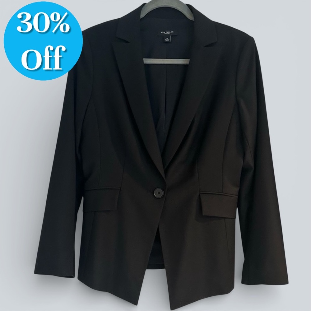 Ann Taylor Classic Single Button Jacket. Black. S… - image 1